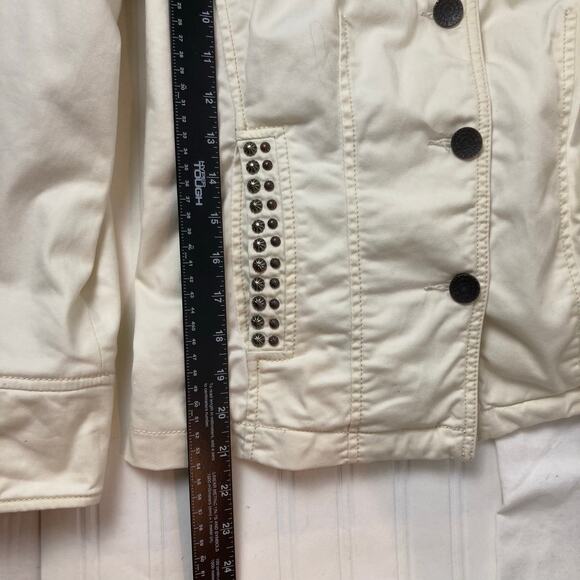 Blue Willi's Life Jacket Women M Cream Studs Embroidered Coat of Arms Style Back - Picture 13 of 13